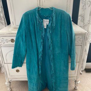 Pamela McCoy, Turquoise suede coat Size M